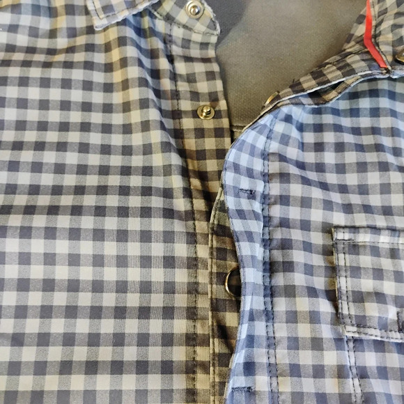 QOR Gingham Short Sleeve Button Up Performance Stretch Shirt Mens Size Medium - Picture 11 of 13